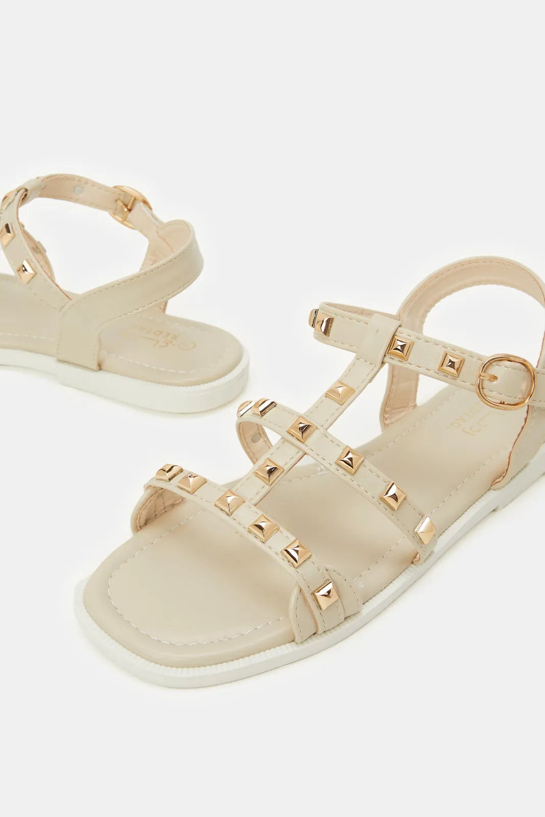 Senior Girls Beige Stud Sandal