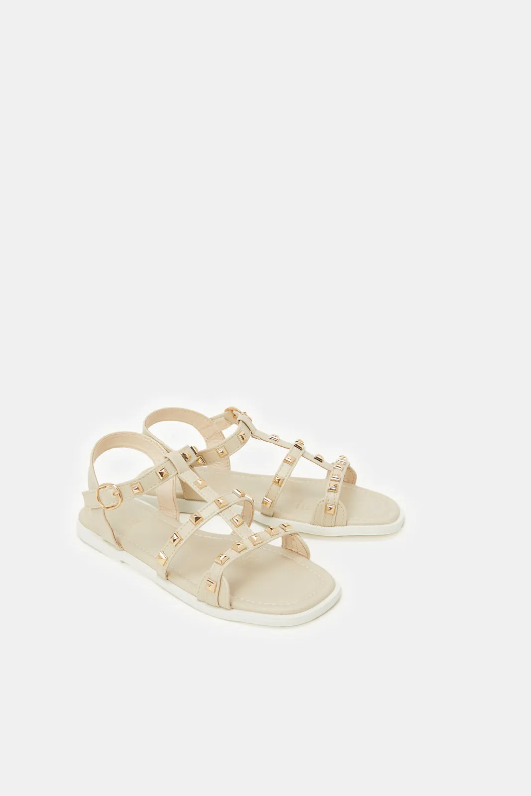 Senior Girls Beige Stud Sandal