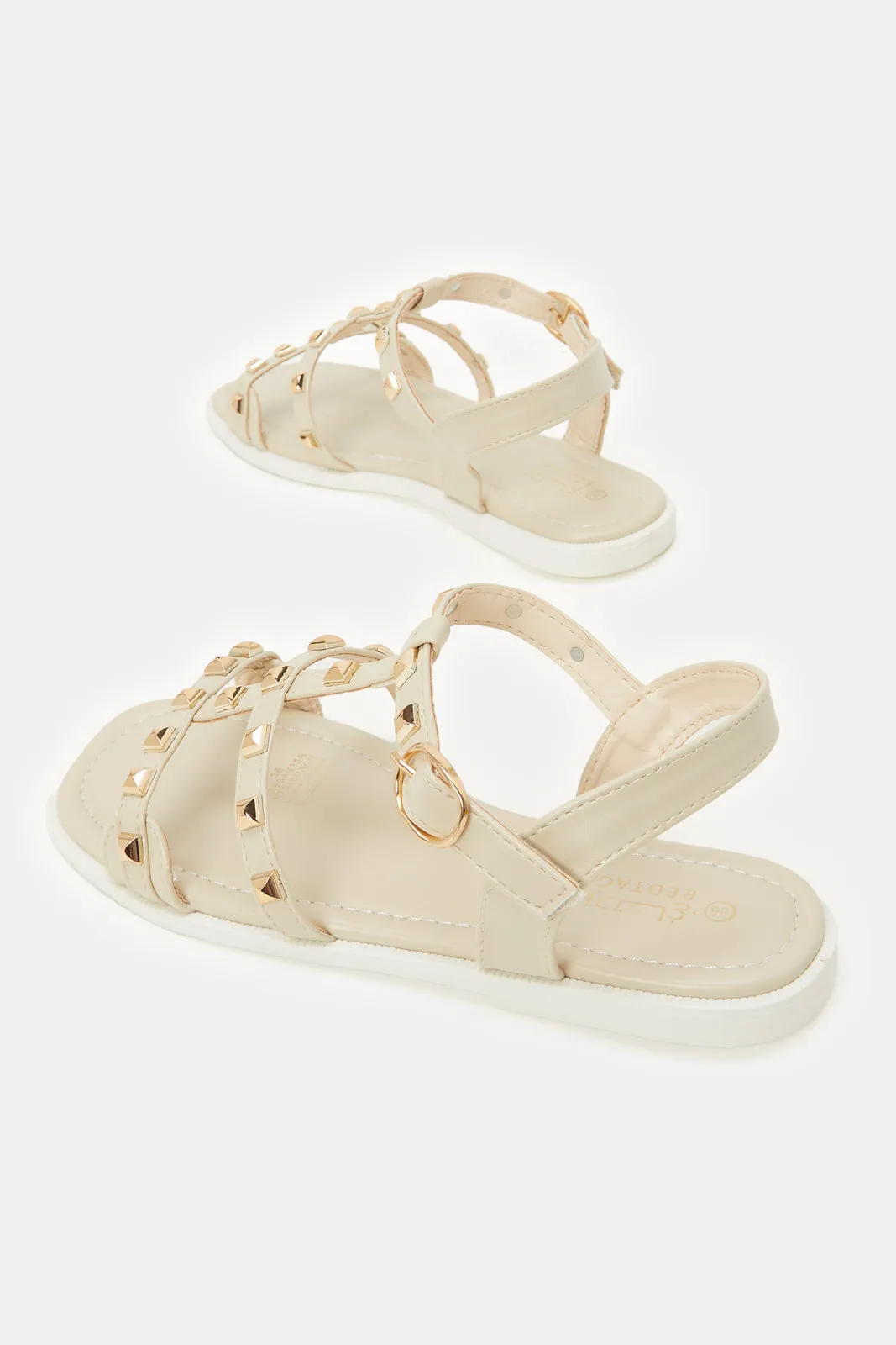 Senior Girls Beige Stud Sandal