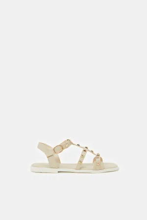 Senior Girls Beige Stud Sandal