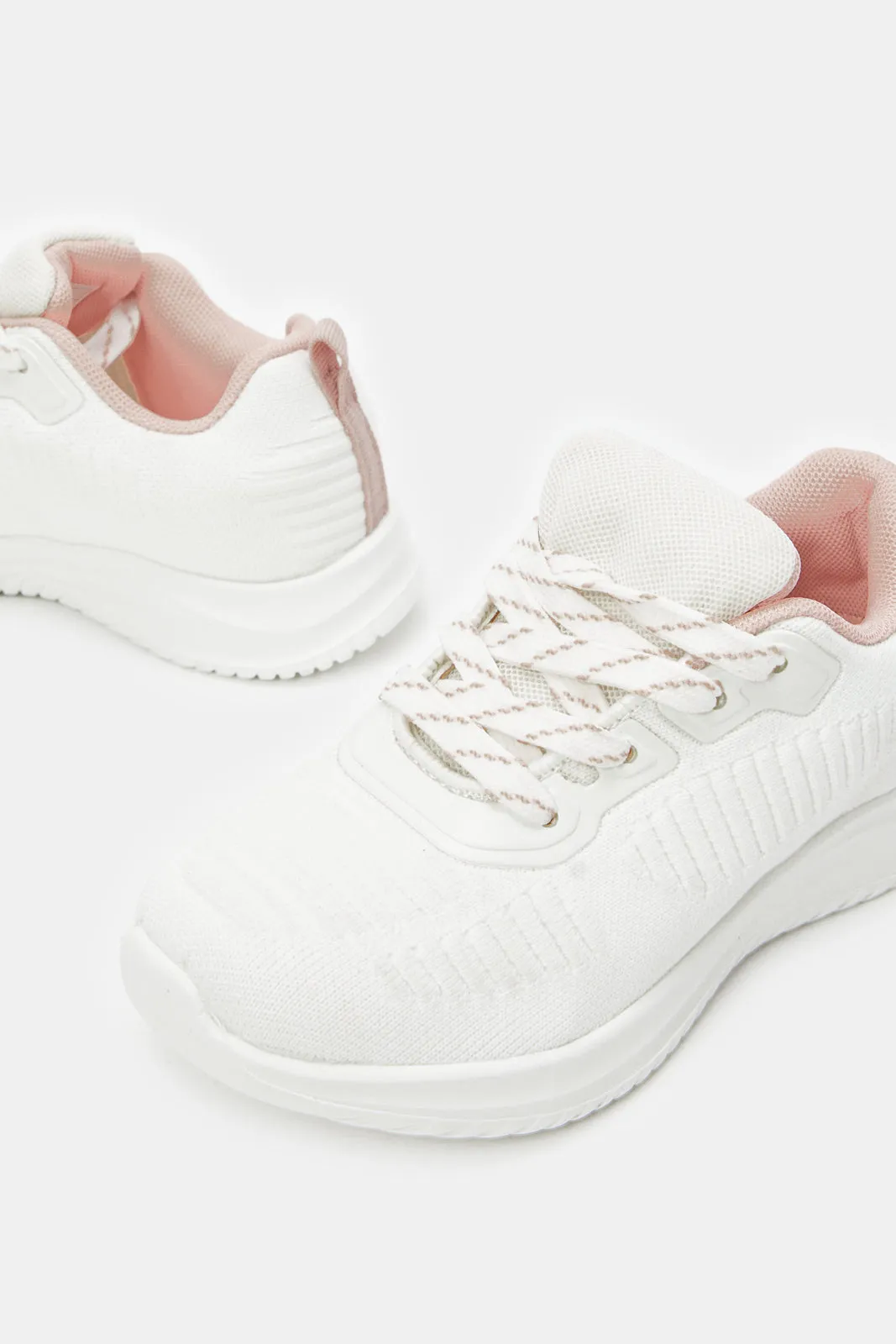 Senior Girls White Lace-Up Trainer