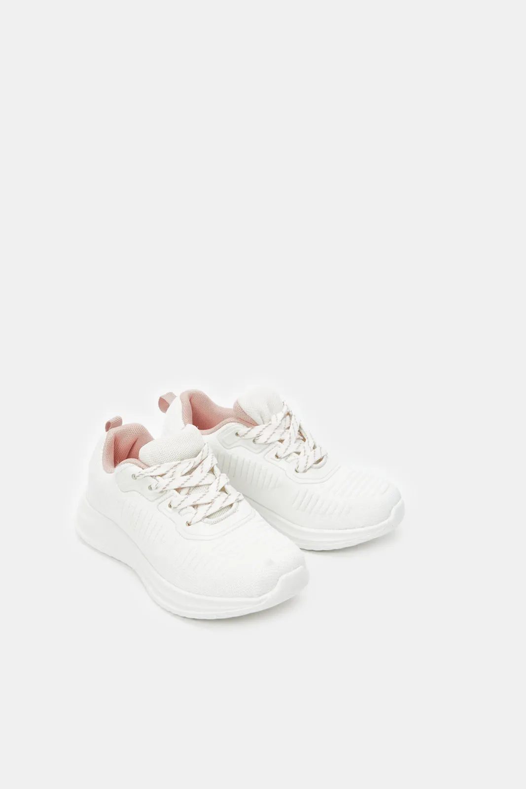 Senior Girls White Lace-Up Trainer