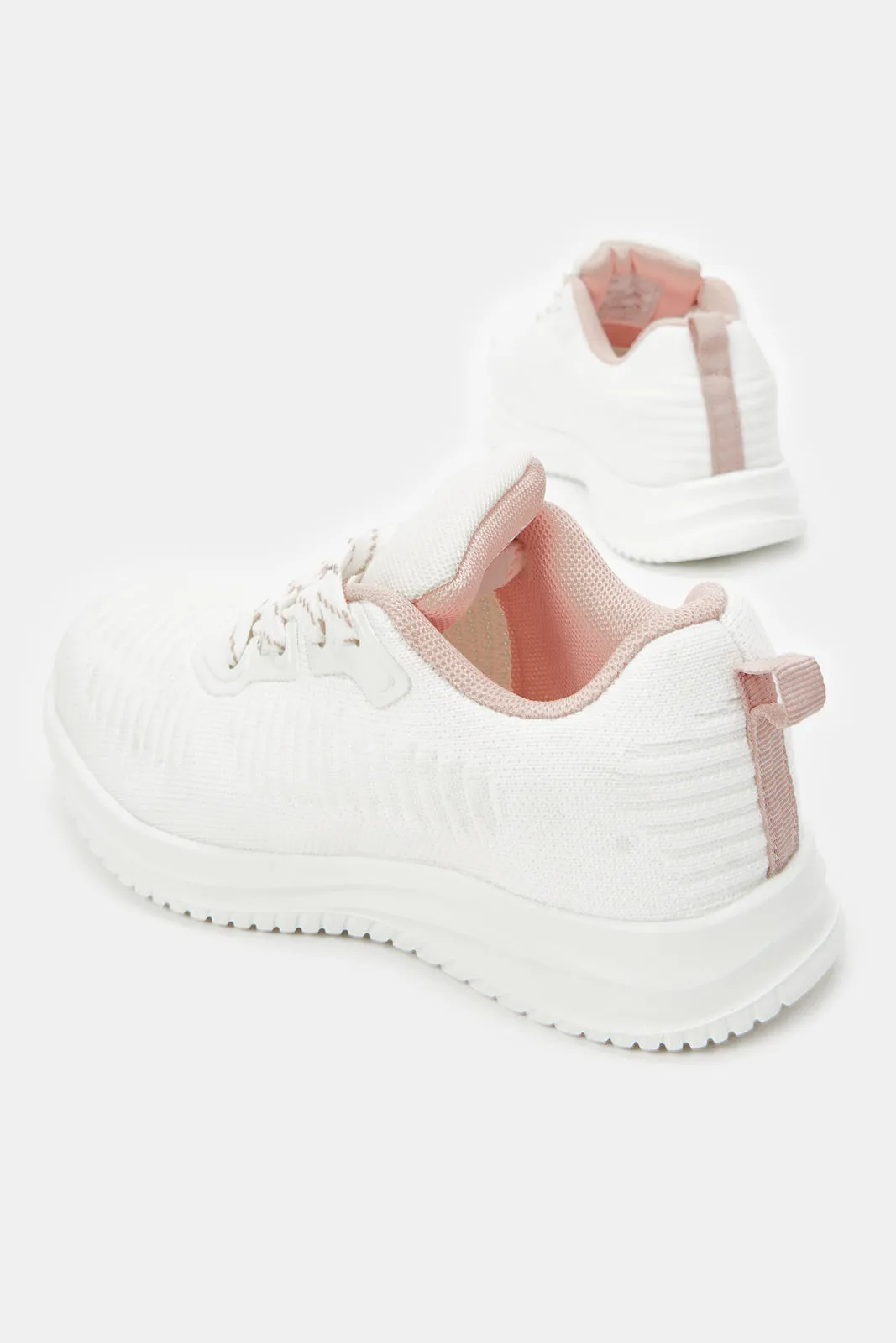Senior Girls White Lace-Up Trainer