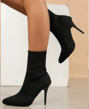 Shein Fashion Knitted Upper Women Short Ankle Boots  