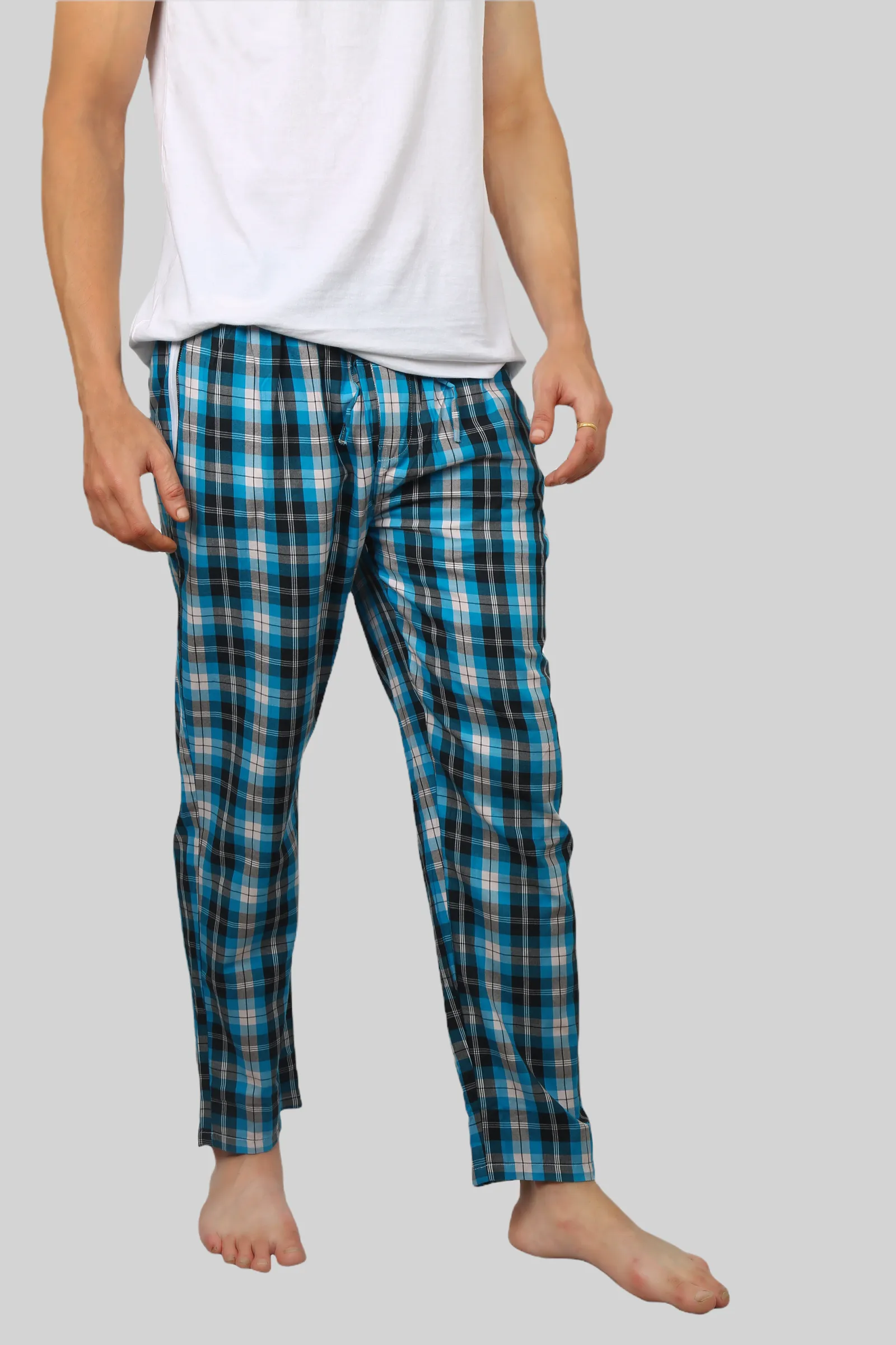 Sky Blue soft and super comfortable checkered pajamas for men