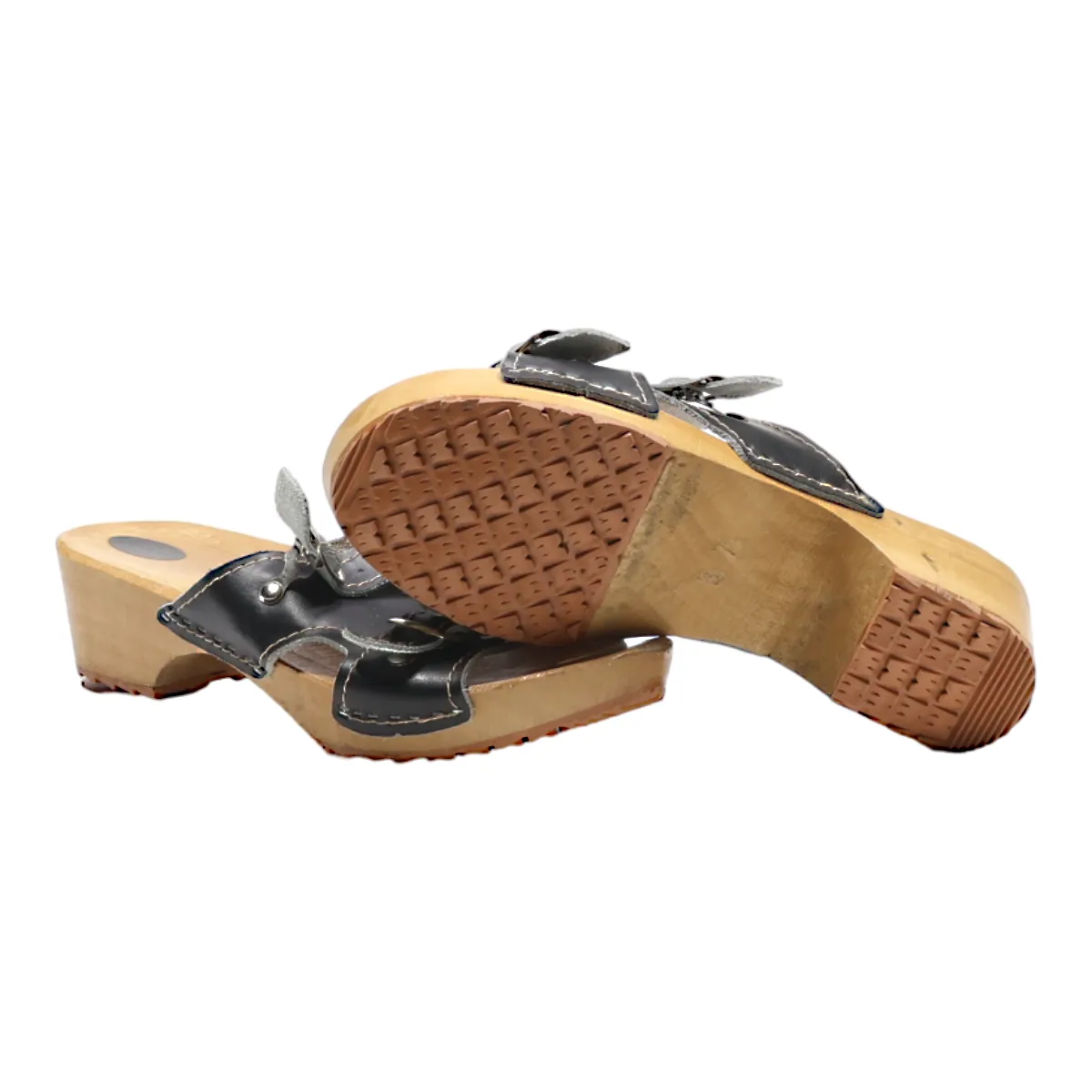 Slider Sandals Black Leather Womens UK 4