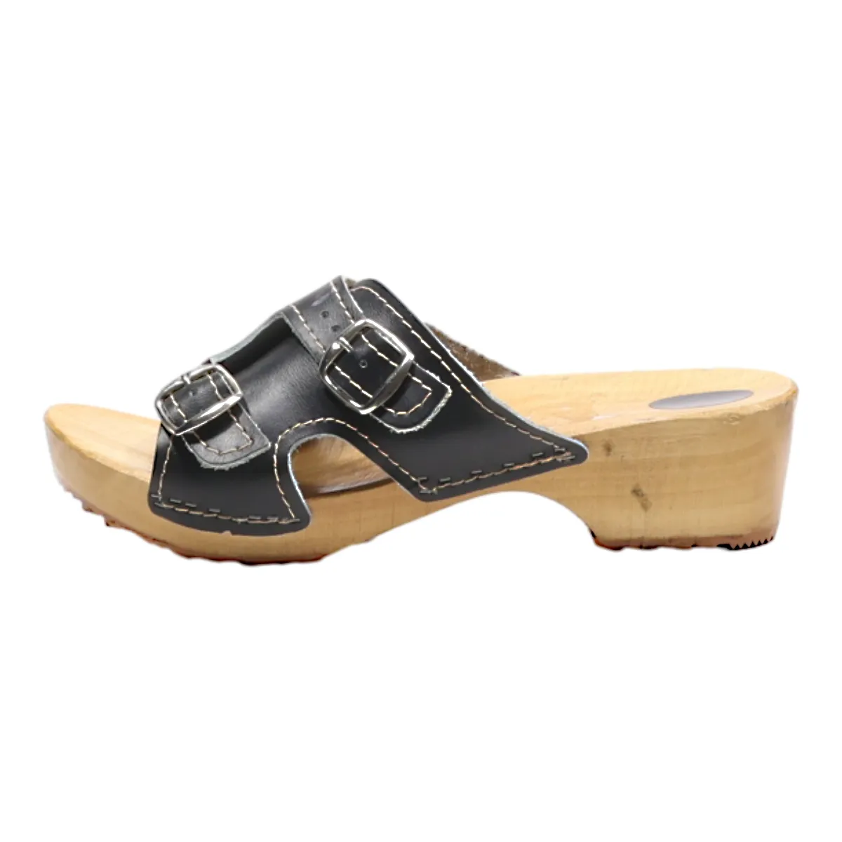 Slider Sandals Black Leather Womens UK 4