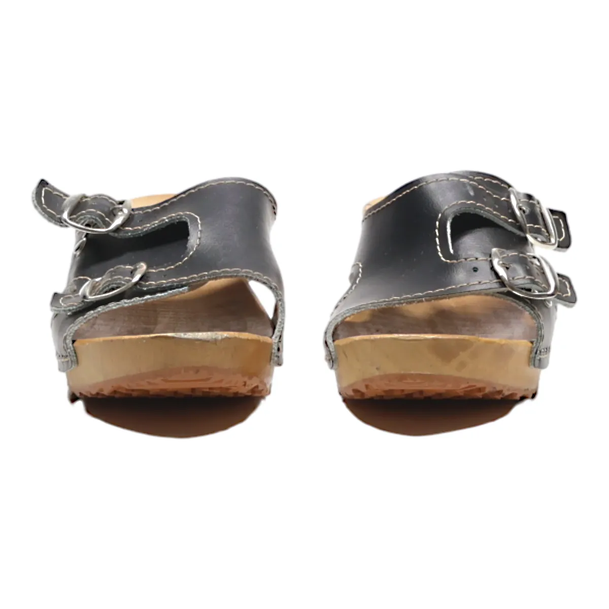 Slider Sandals Black Leather Womens UK 4