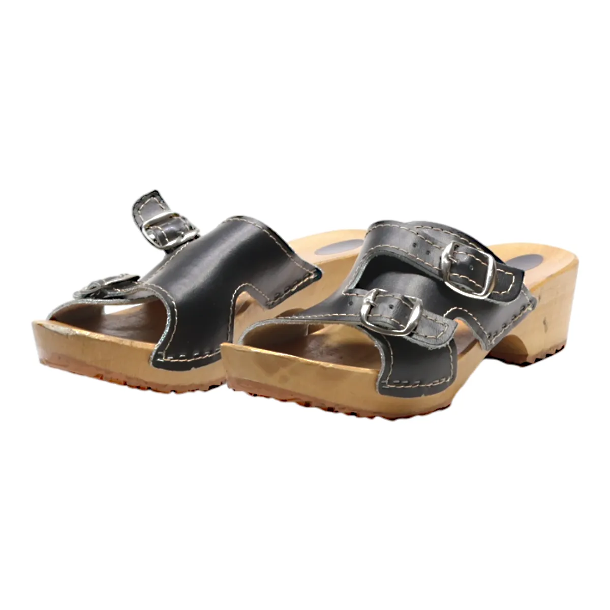 Slider Sandals Black Leather Womens UK 4