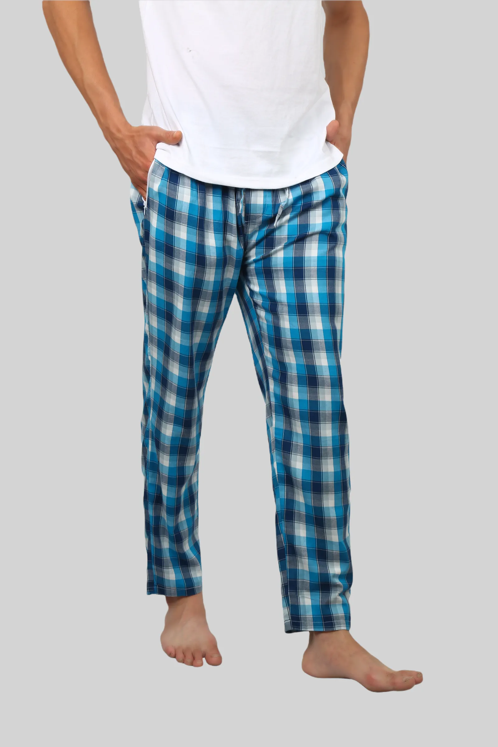 Steel Blue soft and super comfortable checkered pajamas for men