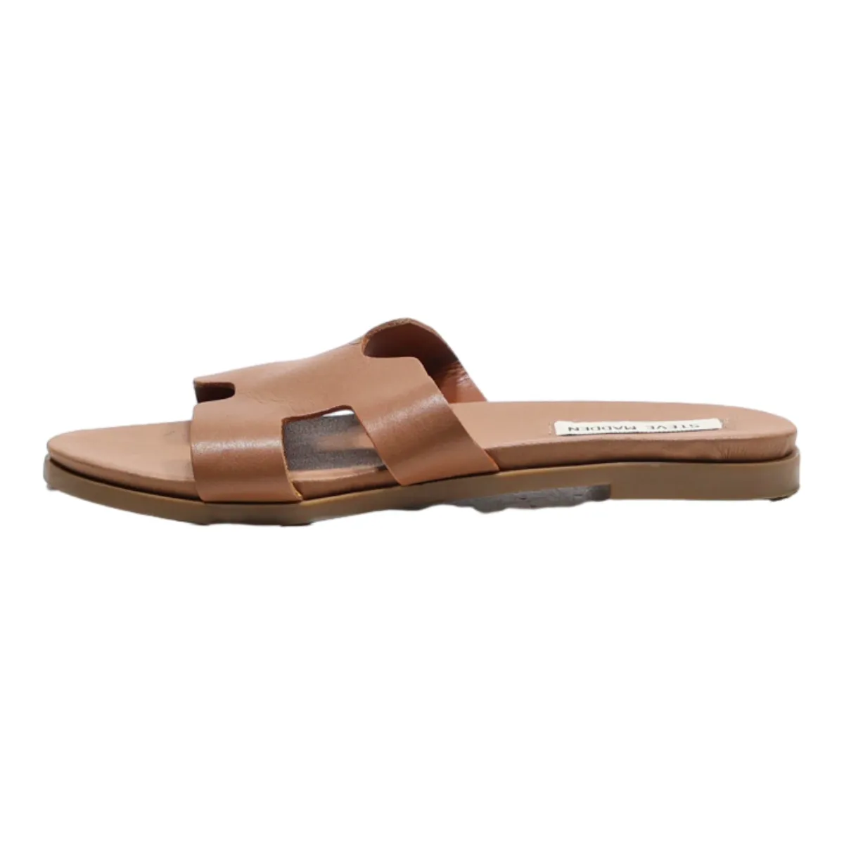 STEVE MADDEN Slider Sandals Brown Leather Womens UK 7.5