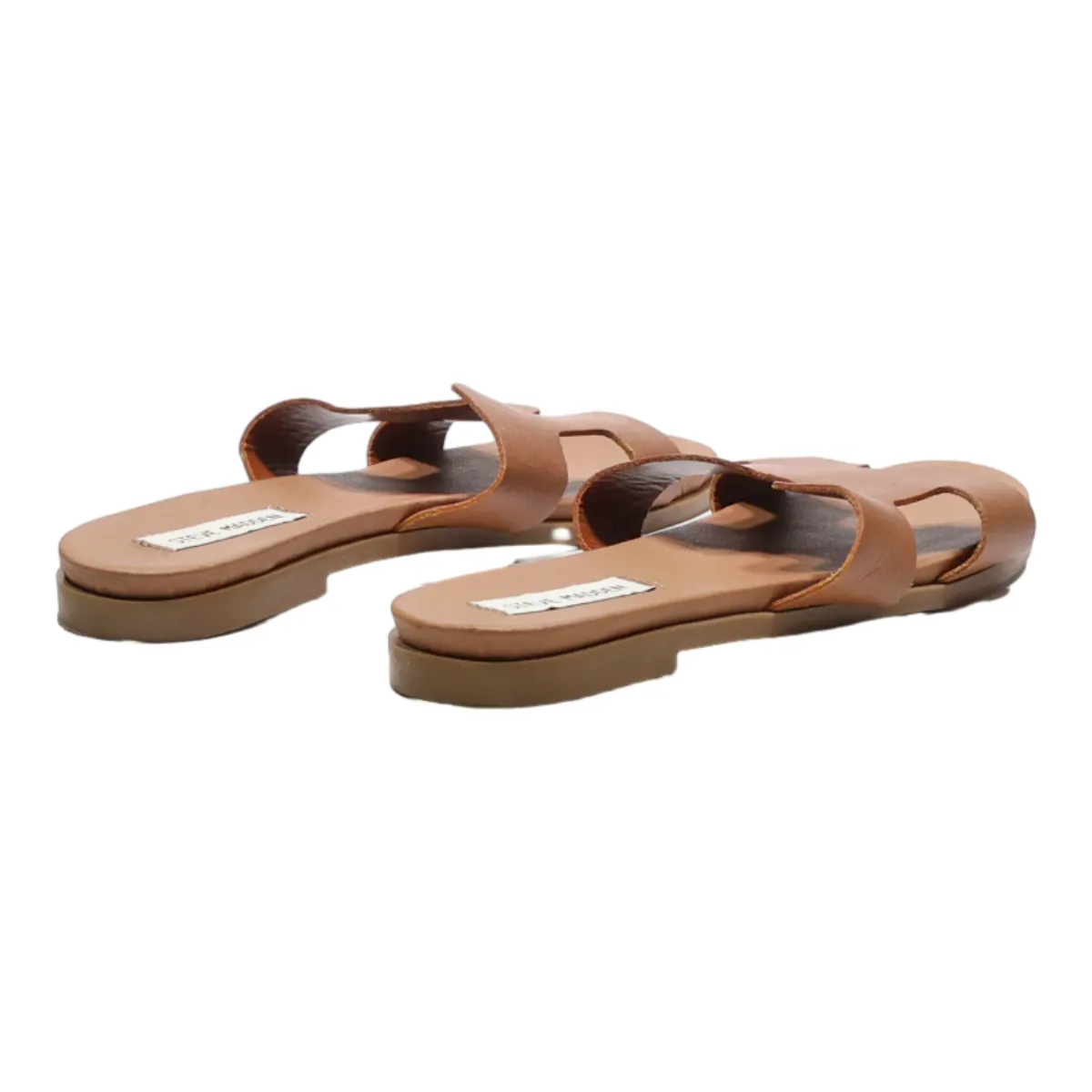 STEVE MADDEN Slider Sandals Brown Leather Womens UK 7.5