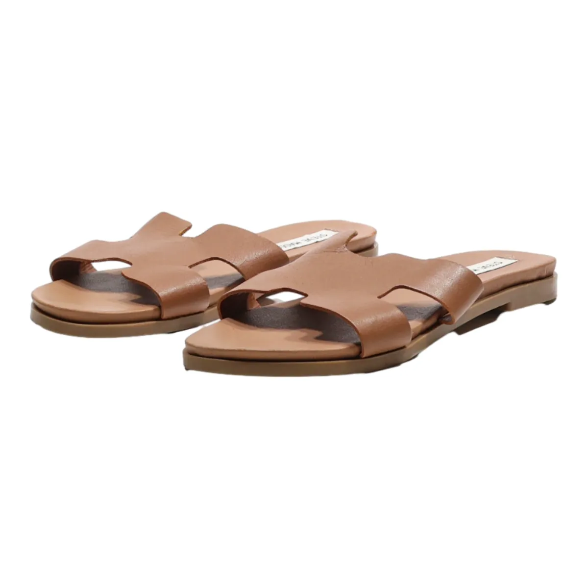 STEVE MADDEN Slider Sandals Brown Leather Womens UK 7.5