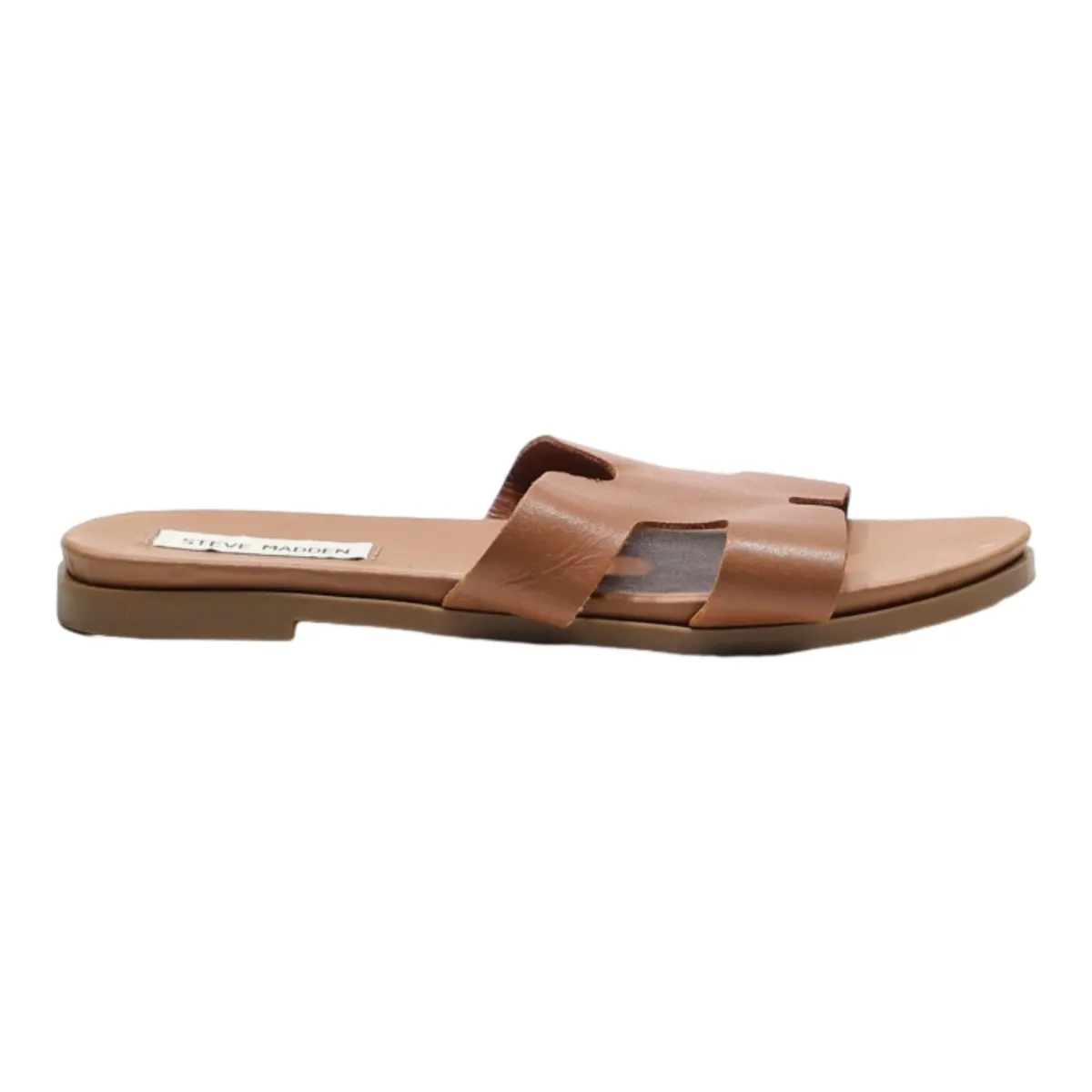 STEVE MADDEN Slider Sandals Brown Leather Womens UK 7.5