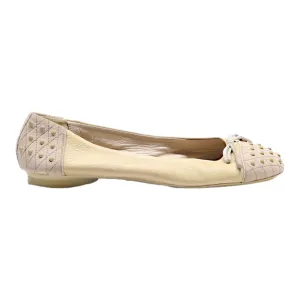 TODS Ballet Shoes Beige Leather Womens UK 5.5