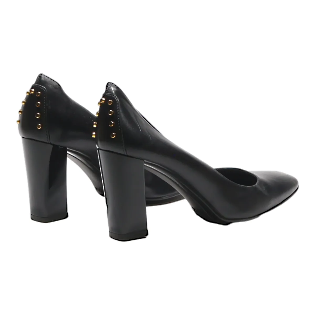 TODS Block Heels Black Leather Womens UK 3.5