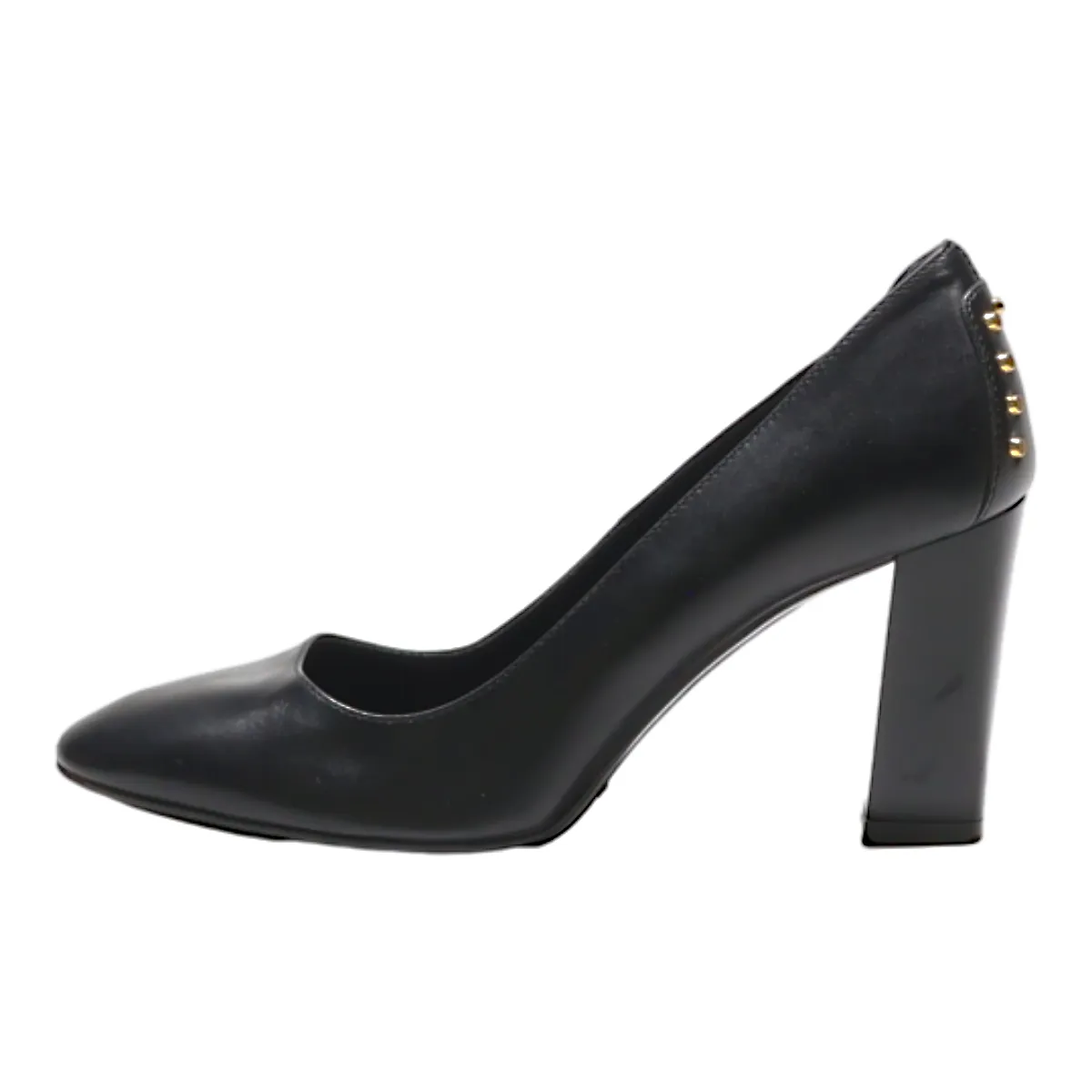 TODS Block Heels Black Leather Womens UK 3.5