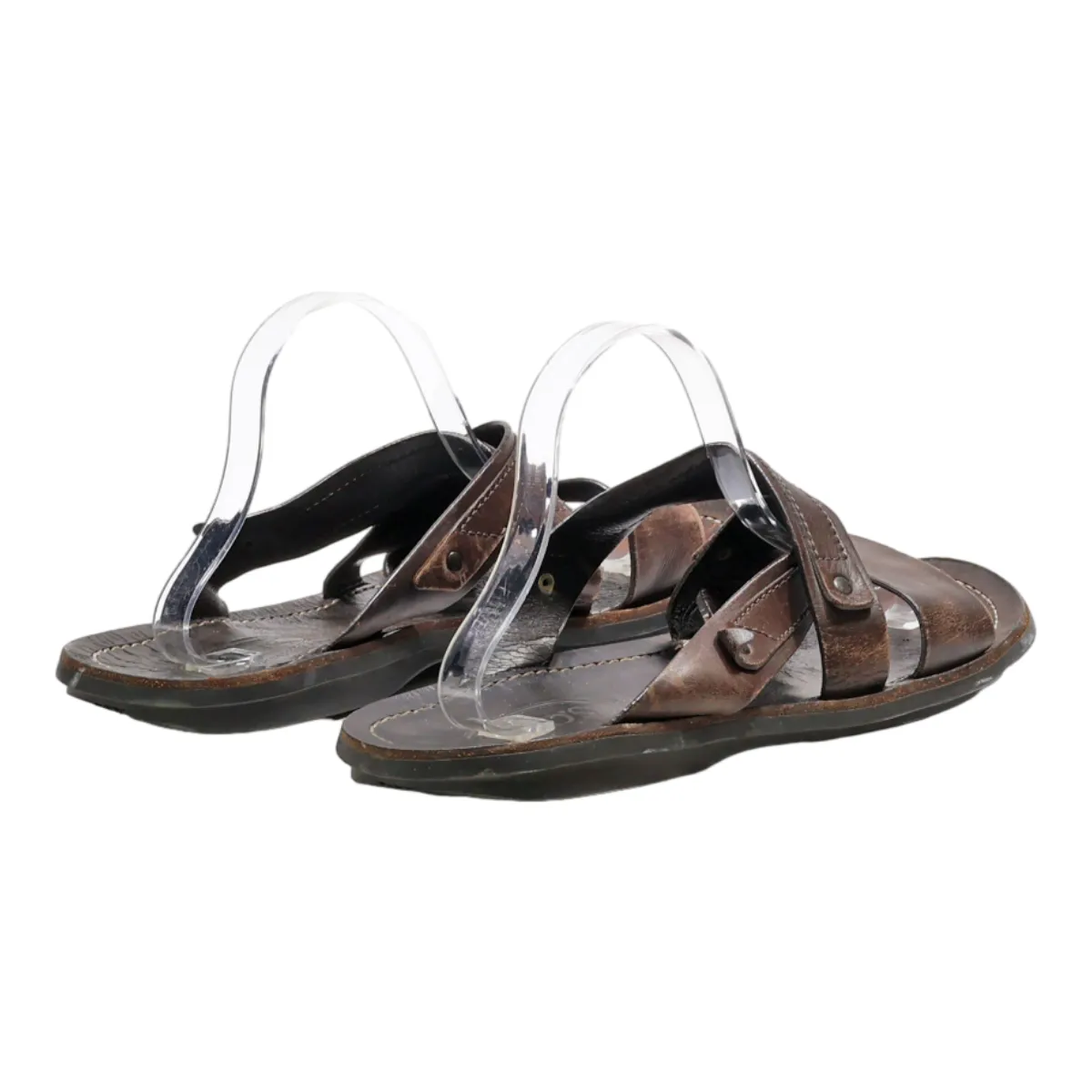 TODS Slider Sandals Brown Leather Mens UK 10