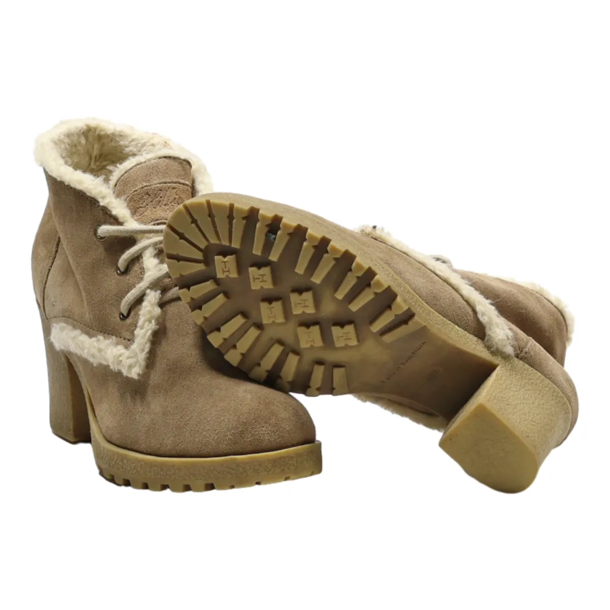 TOMMY HILFIGER Heeled Derby Shoes Beige Suede Womens UK 4