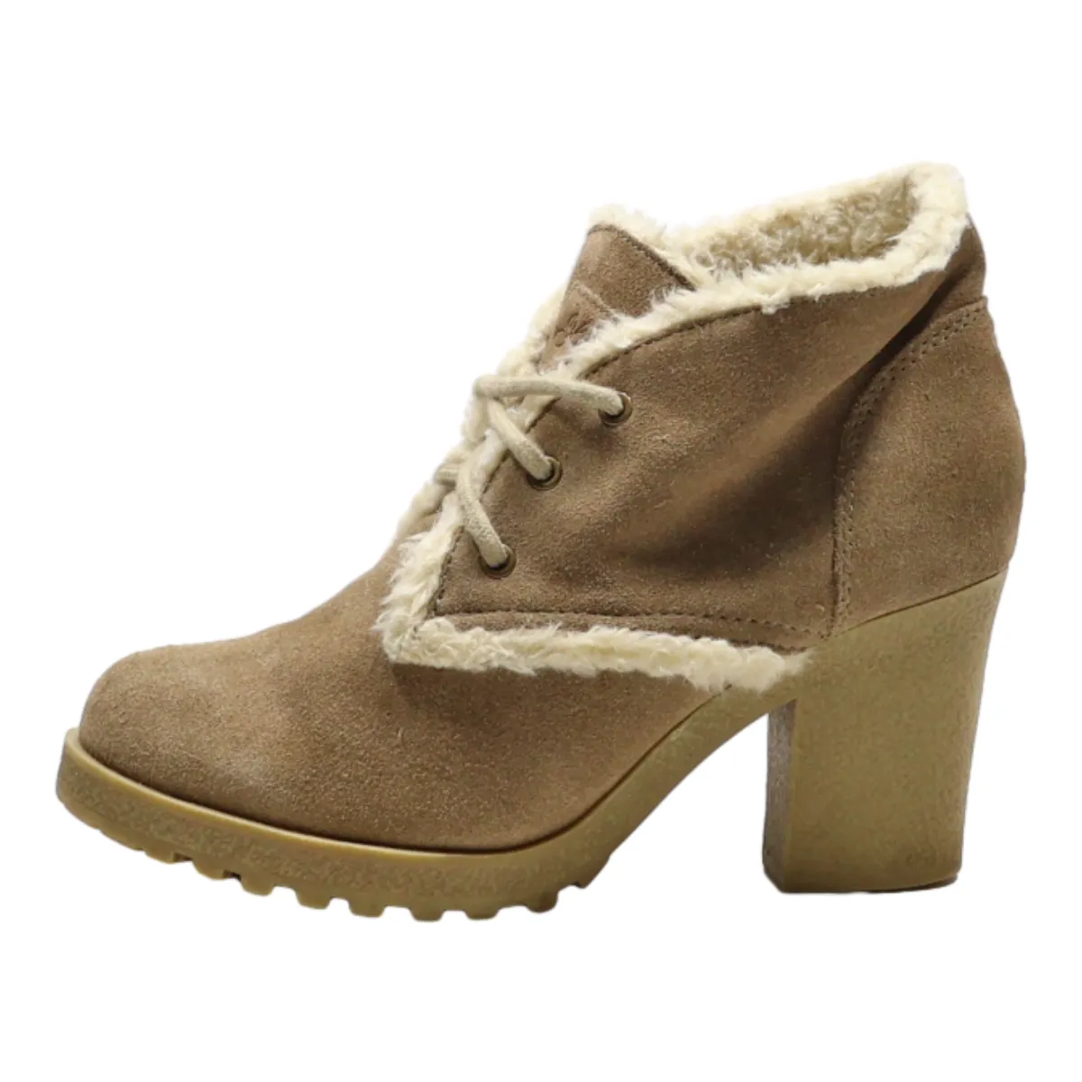 TOMMY HILFIGER Heeled Derby Shoes Beige Suede Womens UK 4