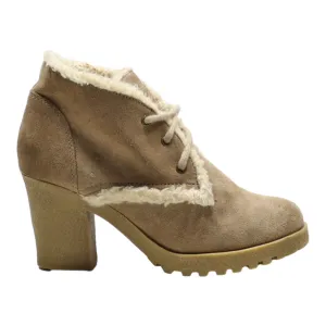 TOMMY HILFIGER Heeled Derby Shoes Beige Suede Womens UK 4