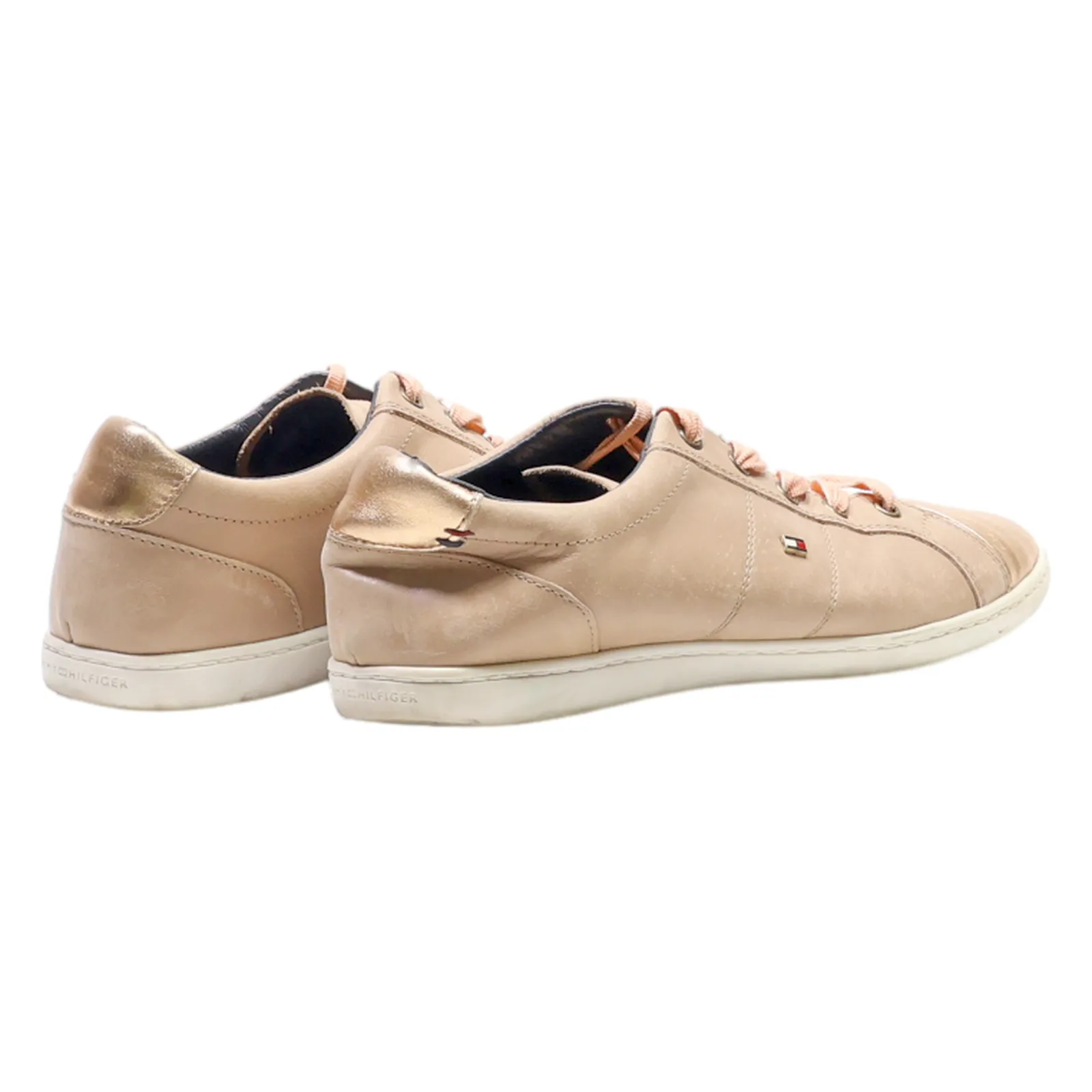 TOMMY HILFIGER Sneaker Trainers Beige Leather Womens UK 6