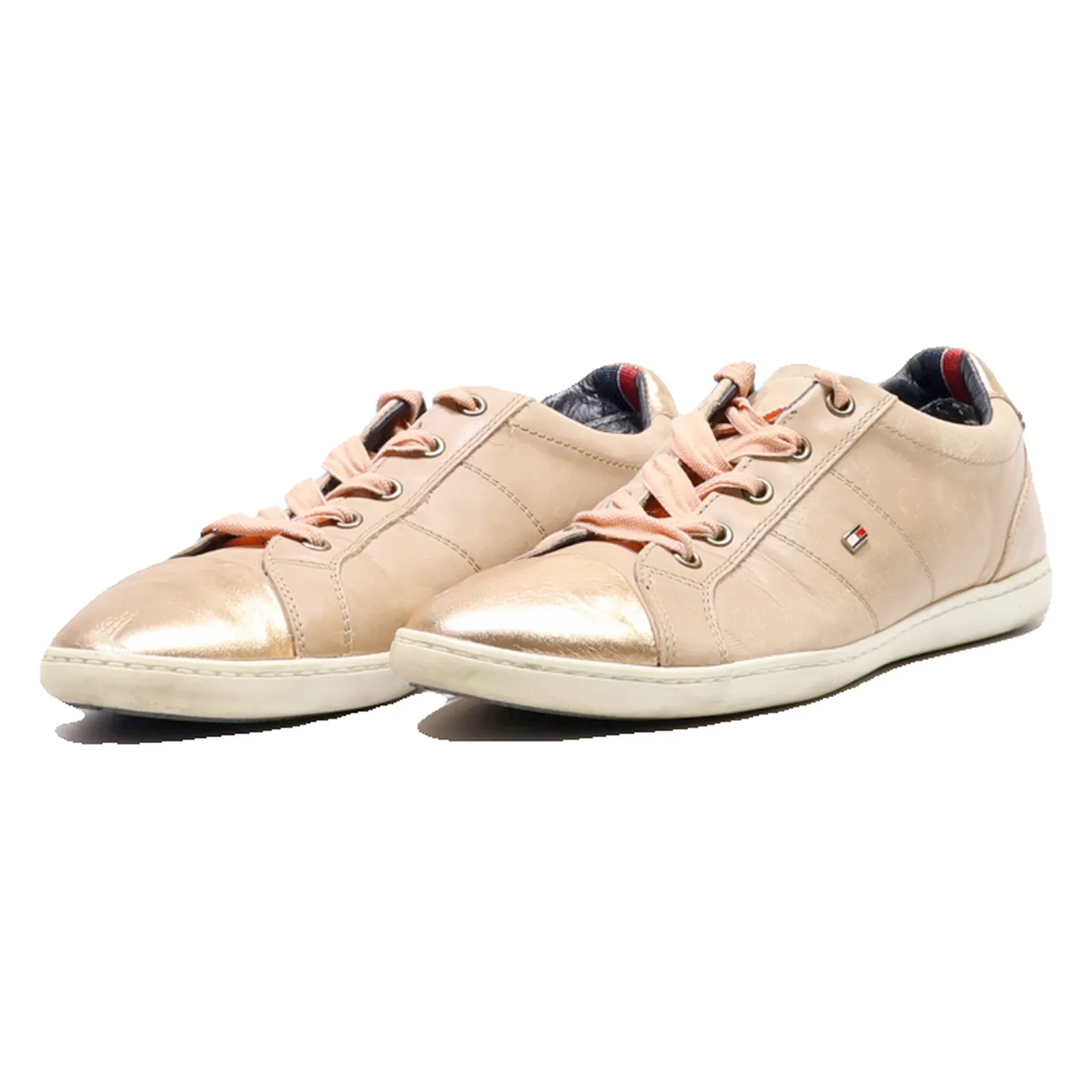 TOMMY HILFIGER Sneaker Trainers Beige Leather Womens UK 6