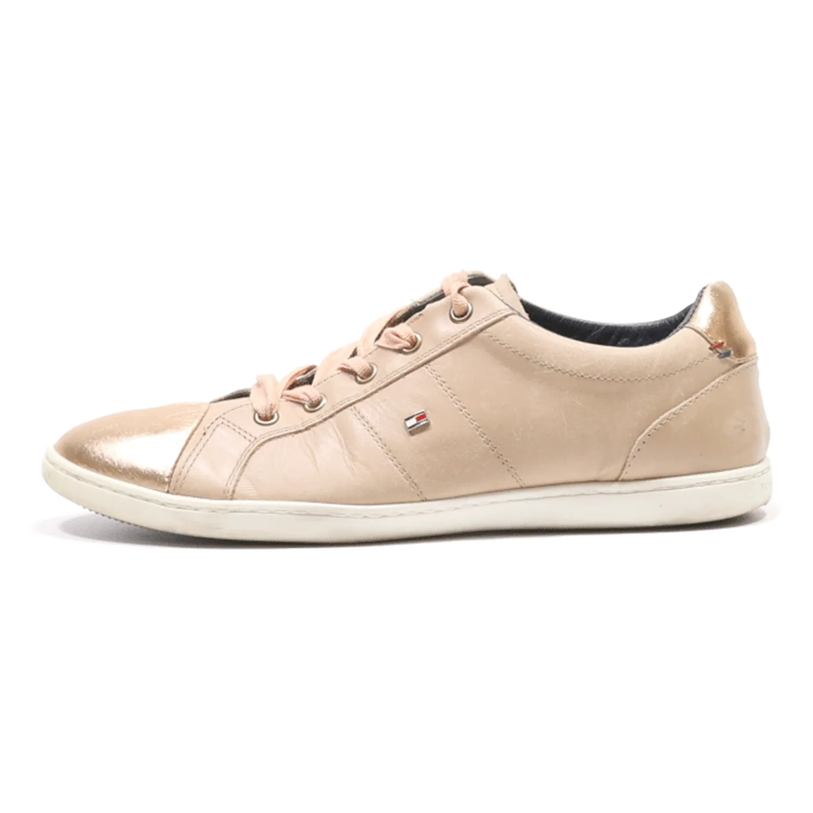 TOMMY HILFIGER Sneaker Trainers Beige Leather Womens UK 6