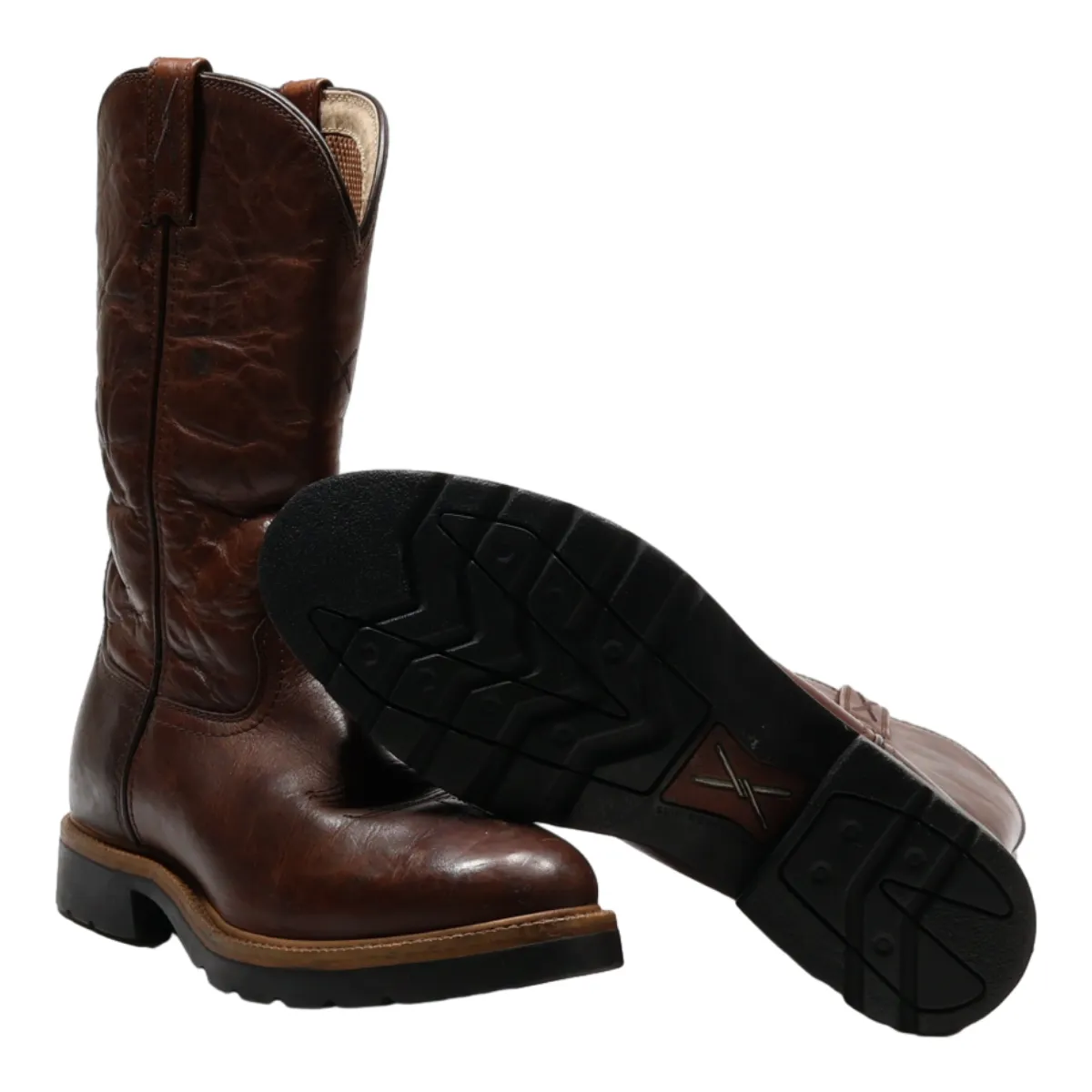 TWISTED WORK BOOTS High Boots Brown Leather Womens UK 5