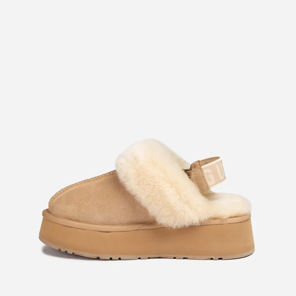 Ugg Platform Slipper (Elastic Logo & Wool Strap) 4.5cm (Detachable Feature)(Water Resistant)