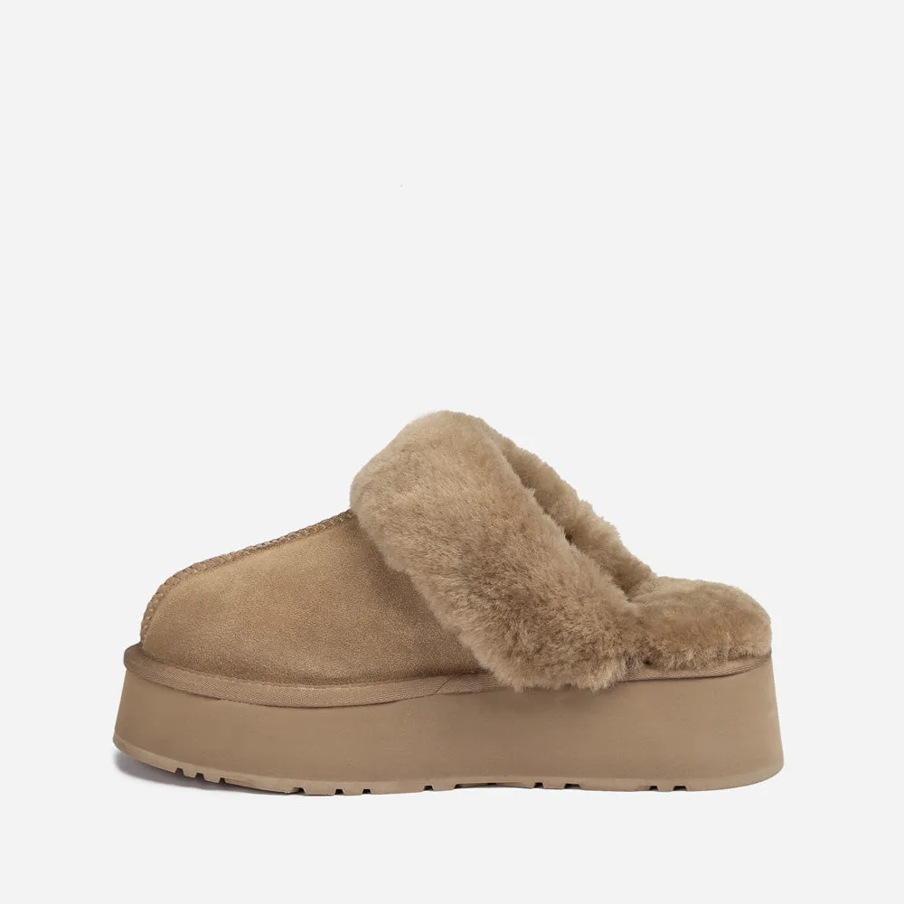 Ugg Platform Slipper (Elastic Logo & Wool Strap) 4.5cm (Detachable Feature)(Water Resistant)
