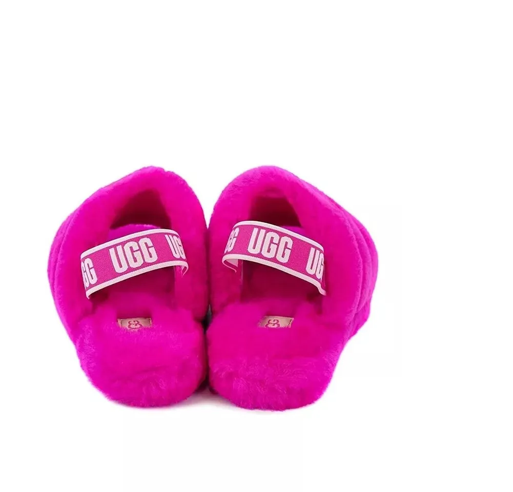 UGG (Youth)Girls' Logo Family Matching Fluff Yeah Fur Slides 6 M US