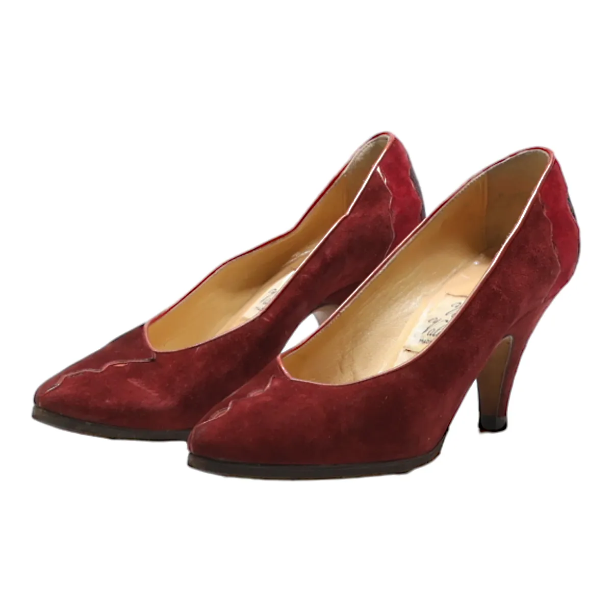 VALERIO VALENTINI Pump Heels Maroon Leather Womens UK 2