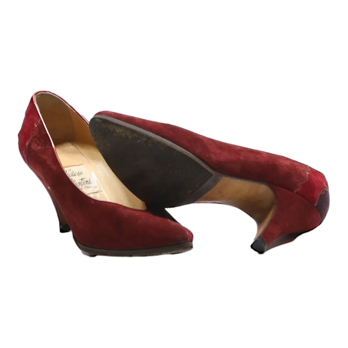 VALERIO VALENTINI Pump Heels Maroon Leather Womens UK 2