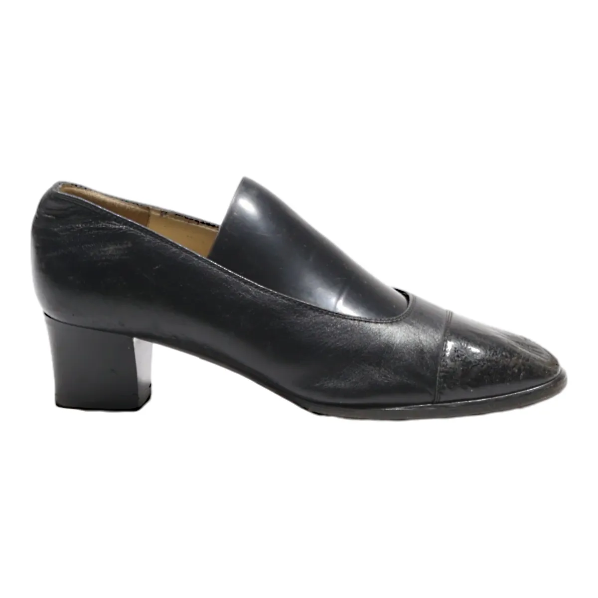 VALLEVERDE Court Heels Black Leather Womens UK 1.5