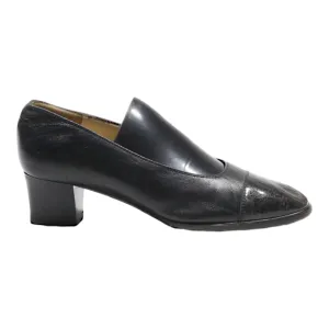 VALLEVERDE Court Heels Black Leather Womens UK 1.5