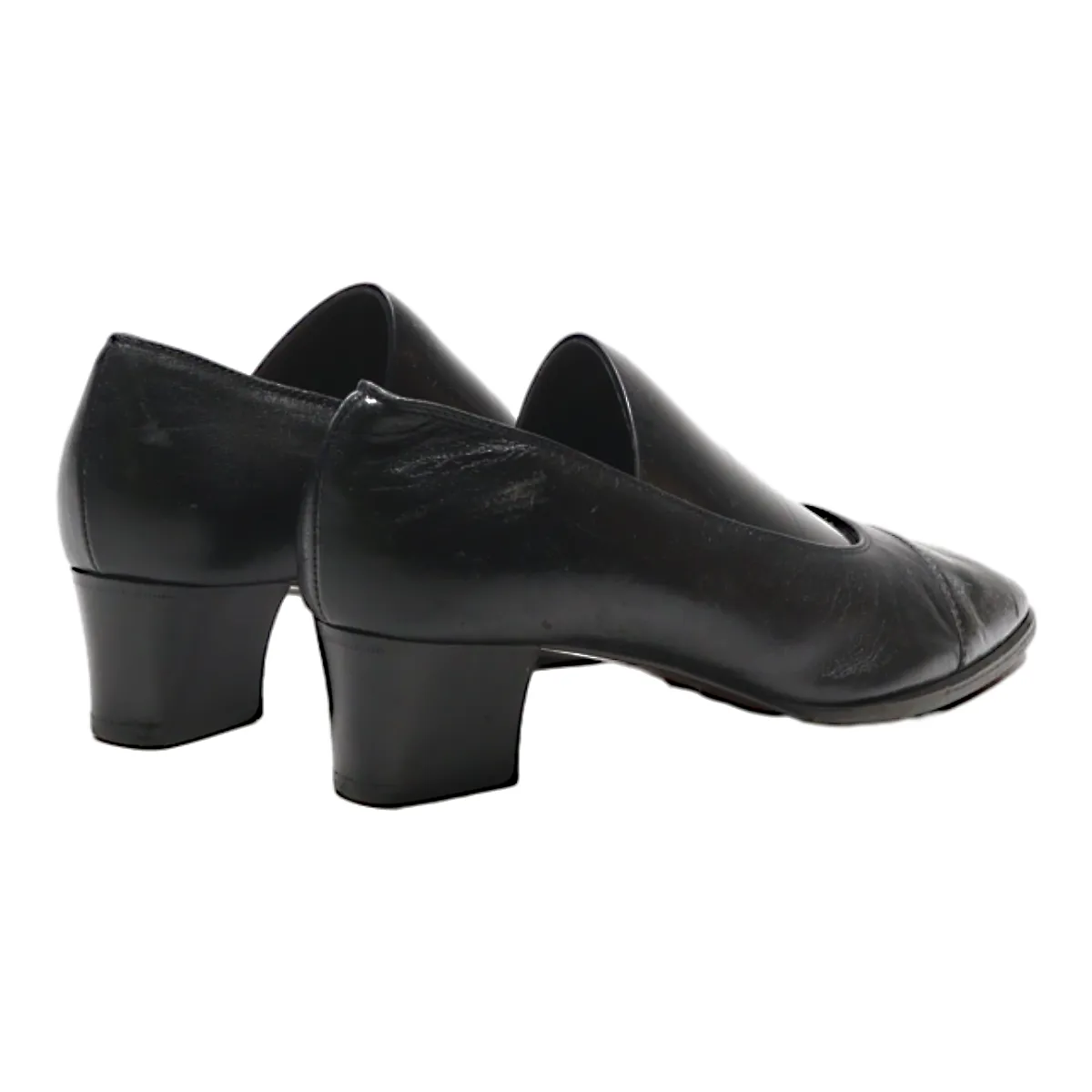 VALLEVERDE Court Heels Black Leather Womens UK 1.5