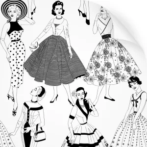 Vintage Dress (B&W) - Wallpaper