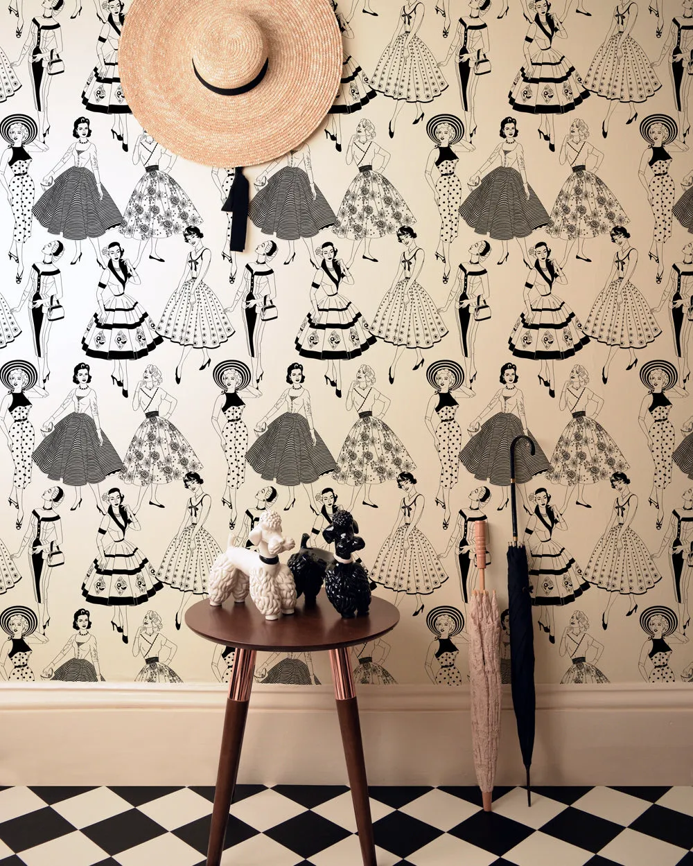 Vintage Dress (B&W) - Wallpaper