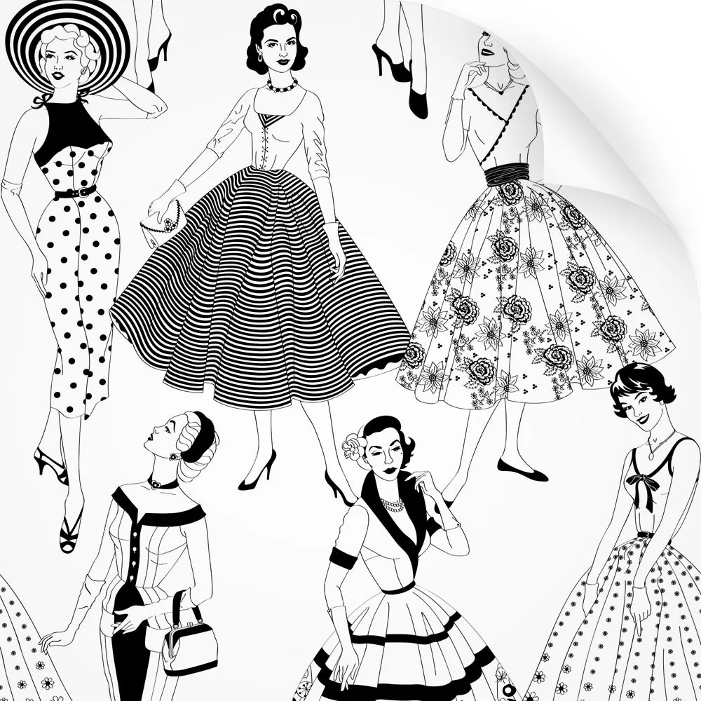 Vintage Dress (B&W) - Wallpaper
