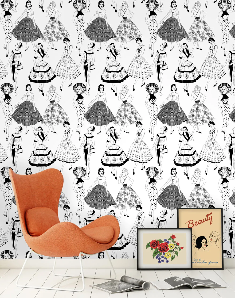 Vintage Dress (B&W) - Wallpaper