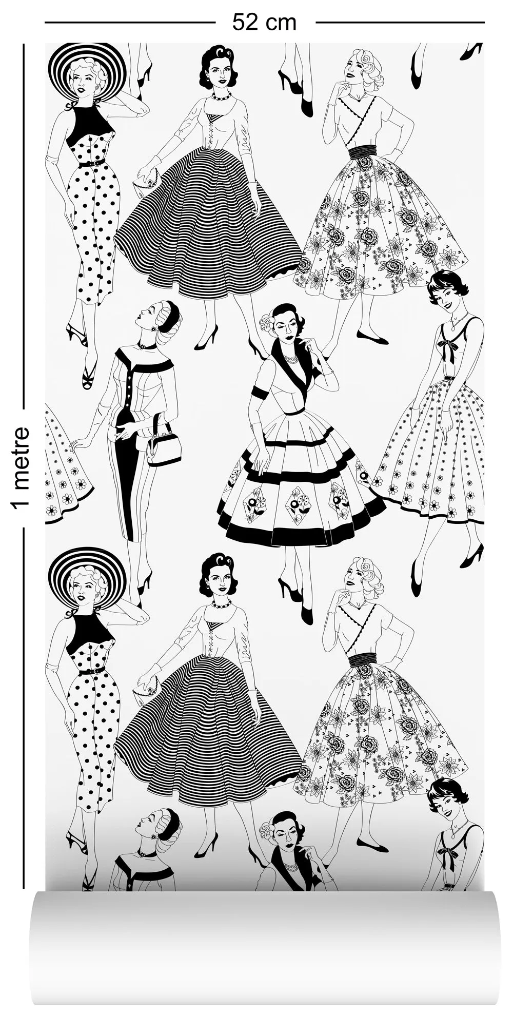 Vintage Dress (B&W) - Wallpaper