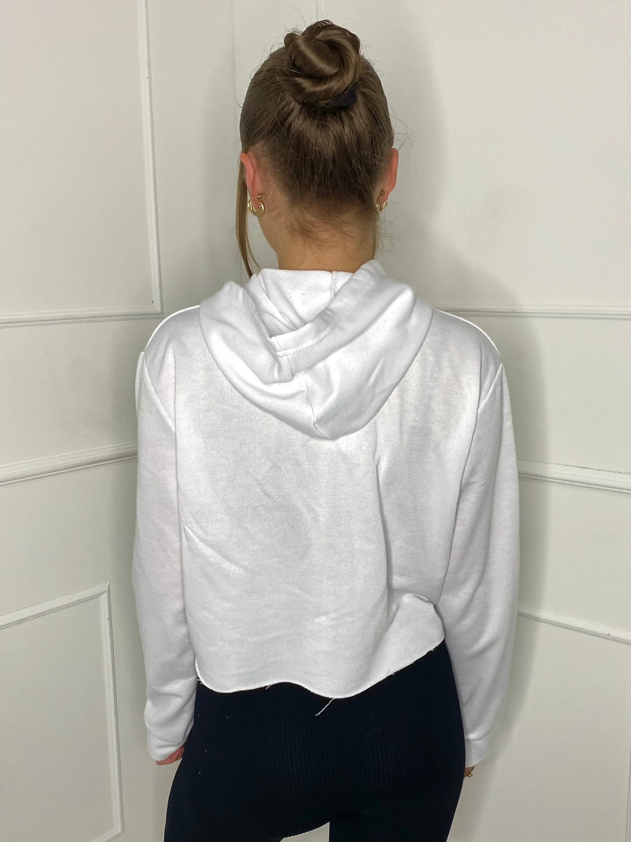 Wild Thang Cropped Hoodie - White