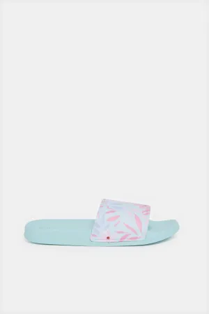 Women Blue Floral Print Slppers