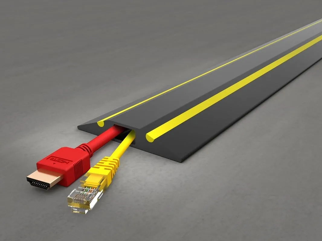 Yellow Hazard Strip Floor Cable Protector 9m